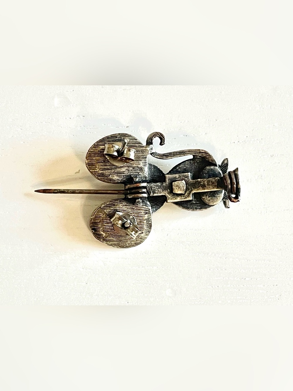 Vintage 1970s Torino-Style Pewter Mouse Brooch Pin Earring Holder Whimsical EUC - Picture 8 of 10